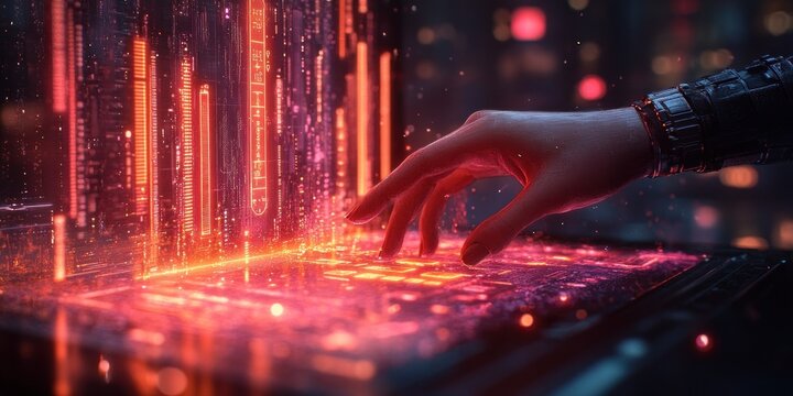 Future Holographic Interface Countdown to 2025 Management Success Growth Teamwork Goals Business Strategy