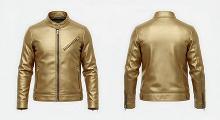 Naklejka premium Leather Jacket Mockup Displaying Front and Back on White Background