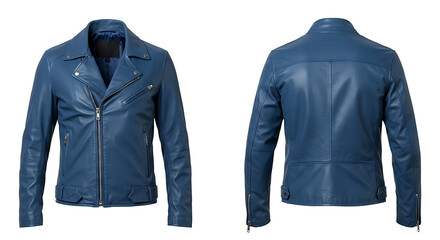 Leather Jacket Mockup Displaying Front and Back on White Background


