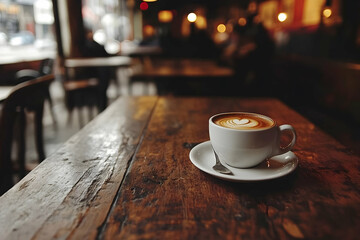 Latte art in a busy cafe