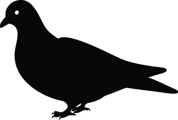 Obraz premium Pigeon Bird Silhouette, Illustration, Black Bird Shape, Wildlife, Isolated Design
