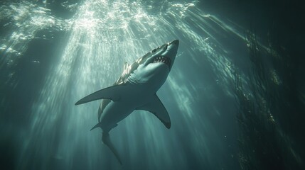 Fototapeta premium Tiburón nadando en el océano