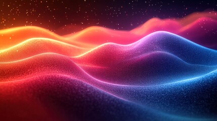 Vibrant Abstract Digital Art Neon Waves Modern Background