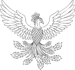 Magical Bird – A Fantastical Coloring Book Page