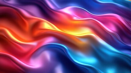 Obraz premium Vibrant Rainbow Silk Waves Abstract Background