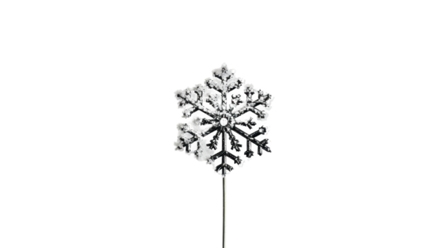 Realistic snowflake decoration rotating on transparent background with alpha channel