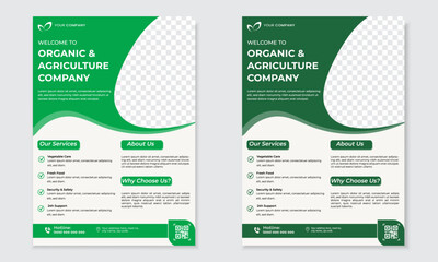 Creative modern fresh clean clear simple agro based A4 flyer or agriculture business Flyer template, magazine, poster design green color 