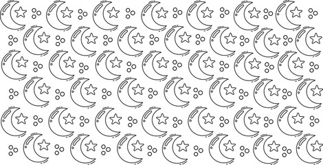 Eid Mubarak Doodle Pattern, Islamic Festive Seamless Background, Ramadan Eid Celebration Vector