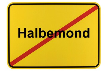 Illustration eines Ortsschildes der Gemeinde Halbemond in Niedersachsen