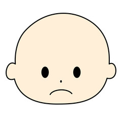 シンプル表情　不満顔　色付き