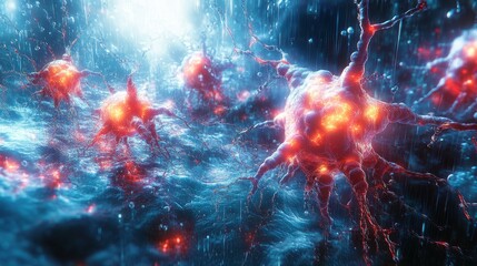 Fototapeta premium Complex Neural Networks, virus illustration