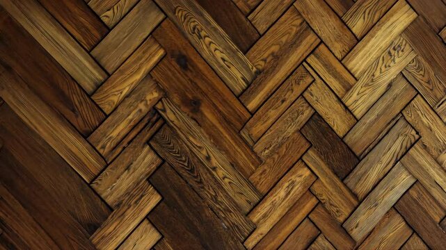 Detailed wooden herringbone pattern showcasing the craftsmanship and beauty of natural materials in a well-lit space