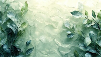 Abstract Green Tropical Plant Behind Fluted Glass in Sunlight on White Background for Luxury Beauty and Skincare Products