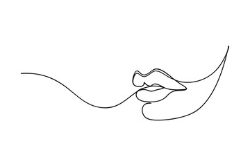 Abstract OneLine Drawing Minimalist Female Lips Face Art