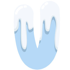 Blue Ice Snow Icy Font Letters and Numbers