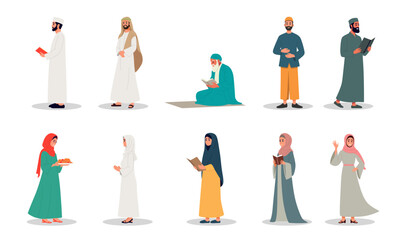 Ramadan and eid activity vector illustration set