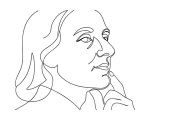 SingleLine Drawing of a Woman in Thoughtful Pose