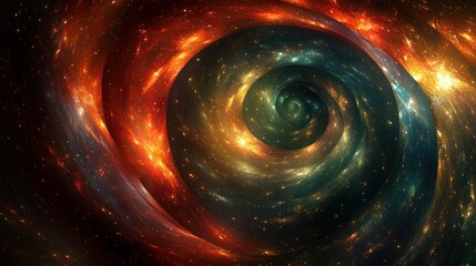 Vibrant Christmas Abstract Swirl with Sparkling Gold Stars and Dynamic Colors for Festive Holiday Design