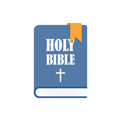 Holy bible icon in flat style. Christianity book vector illustration on isolated background. Religion sign business concept.