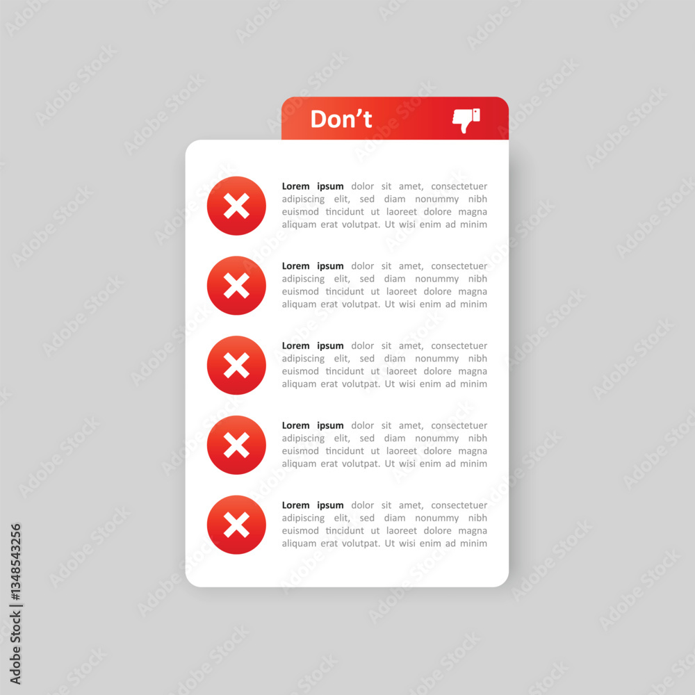 Poster negative list or planning icon in flat style. paper sheet with cons clipboard vector illustration on