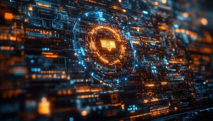 Copyright Protection Interface with Legal Compliance, Technology, Innovation, Security, and Rights Management Icons