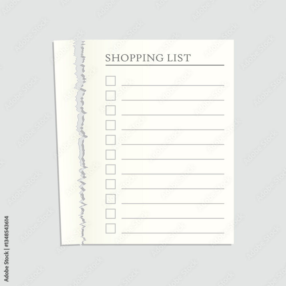 Poster shopping list icon in flat style. memo pages vector illustration on isolated background. daily plann