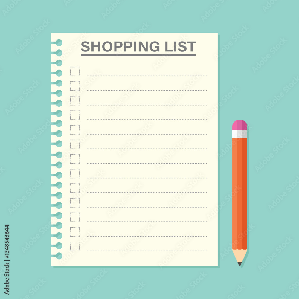 Poster shopping list icon in flat style. memo pages vector illustration on isolated background. daily plann