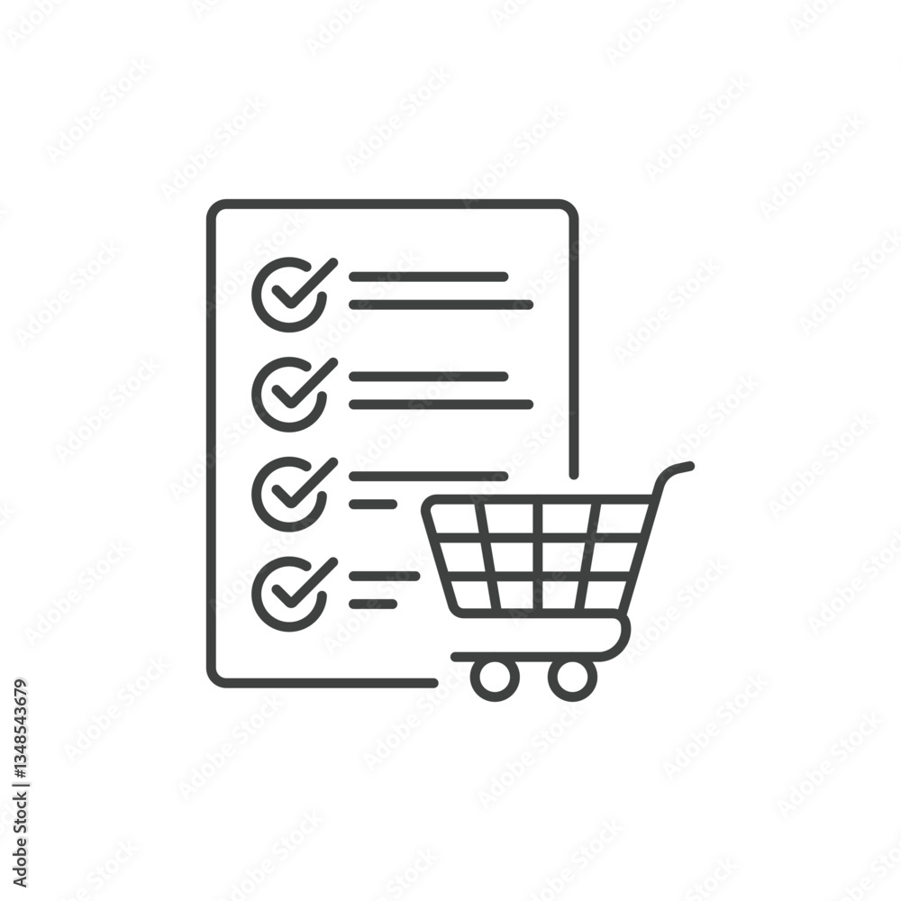 Poster shopping list icon in flat style. memo pages vector illustration on isolated background. daily plann
