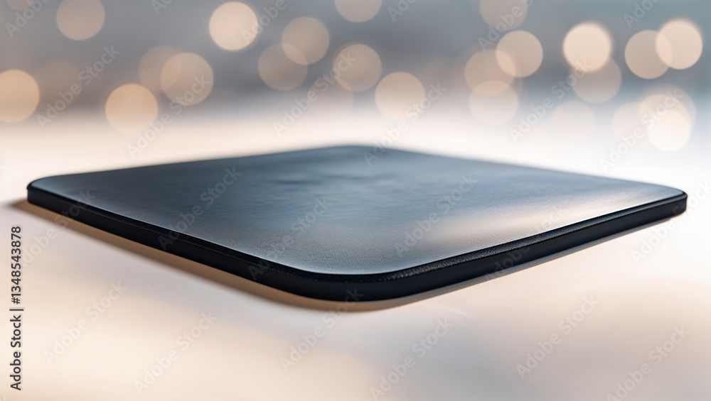 Poster black rectangular mouse pad on a blurred background creating an elegant workspace atmosphere with so