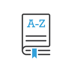 Glossary book icon in flat style. Guidebook encyclopedia vector illustration on isolated background. A-Z notebook sign business concept.