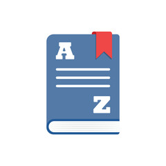 Glossary book icon in flat style. Guidebook encyclopedia vector illustration on isolated background. A-Z notebook sign business concept.