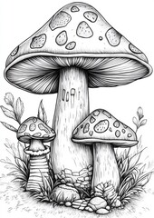Mushroom House Coloring Pages