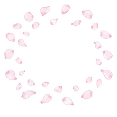 ピンク色の花びらが舞うピンクの背景イラスト