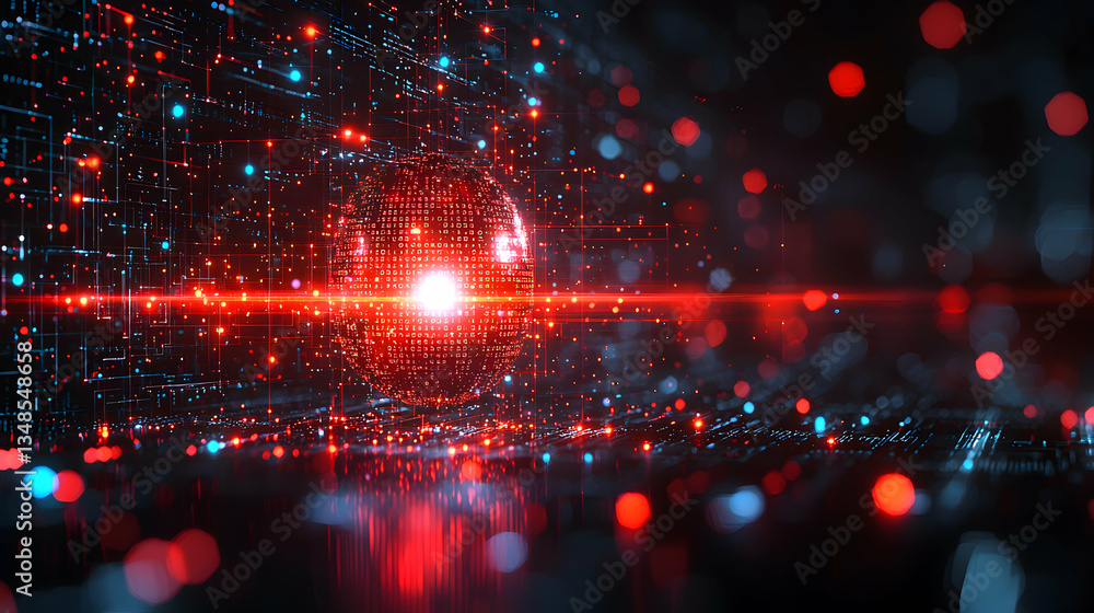 Poster glowing cubes with intricate patterns. ideal for technology, futuristic, or abstract backgrounds. re