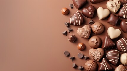 Fototapeta premium Children's Day Chocolate Background: Sweet Cocoa Building a Childlike Fantasy World