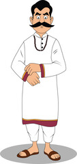 A indian Village rich man cartoon character design for 2d cartoon animation - male cartoon character design