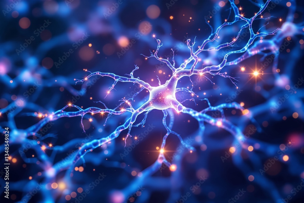 Aufkleber Glowing neural network connections in the brain.
