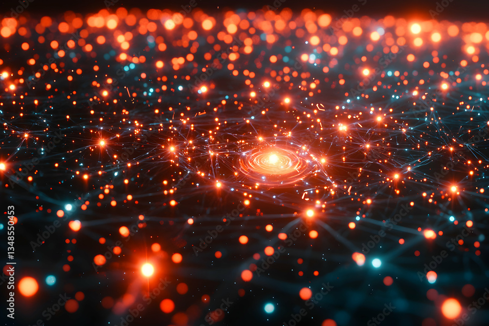 Poster a vibrant neuronal network pulsates with fiery energy. ideal for visualizing complex systems, scient