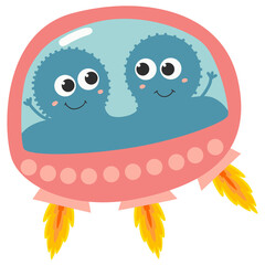 Obraz premium Cute Alien UFO Illustration