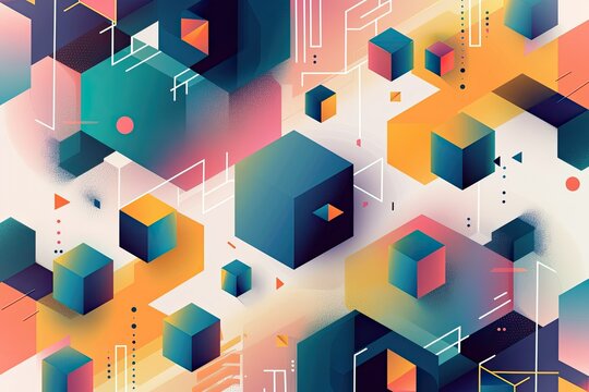 Abstract Geometric Design, Modern Pattern with Cube, Vector Illustrationhigh Detail, 8K