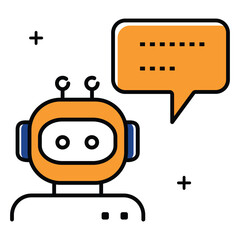 Naklejka premium Smart AI Chatbot Virtual Assistant Vector Icon design