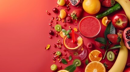 Abundance of Vibrant Produce with Copy Space for Text