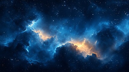 Fototapeta premium An abstract cosmic nebula with celestial stars and luminous clouds