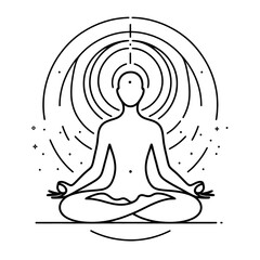 yoga silhouette  one line drawing illustration , transparent background PNG image