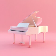 a piano with pink background 3d style