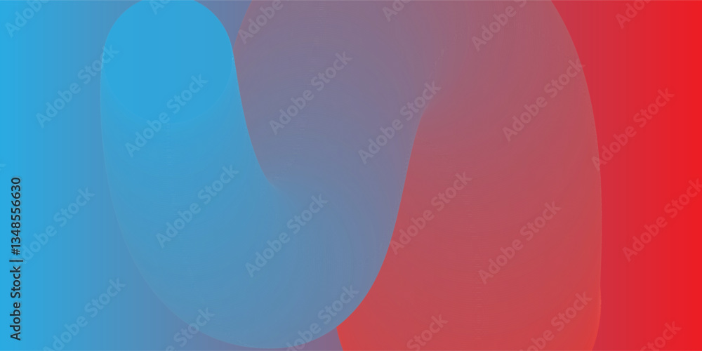 Poster minimalist abstract background with overlapping curvy red and blue circular 3d shapes. modern geomet