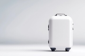Empty white suitcase on a plain background