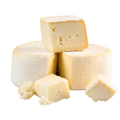 blocks of white cheese isolated on white or transparent background