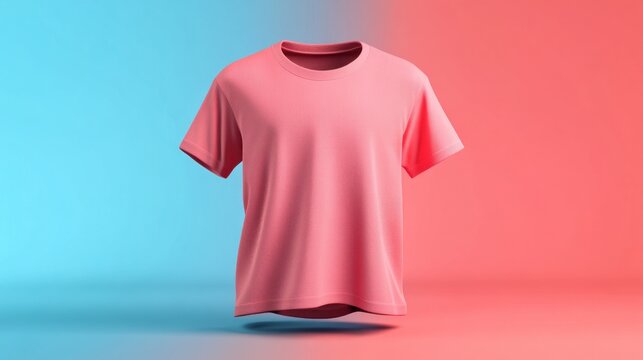 3d style pink shirt with gradient blue and pink background