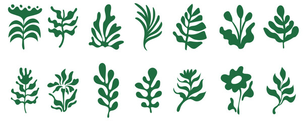 Simple wavy and groovy. hand drawn naive style, flowers and plants, floral botanic design templates